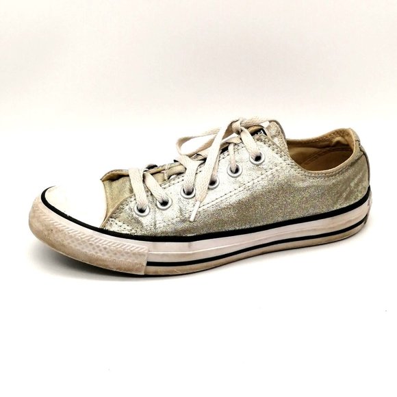 Converse All Star Womens Sneaker Gold Metallic Lace Up Round Cap Toe Flat 7‎ - Picture 1 of 9